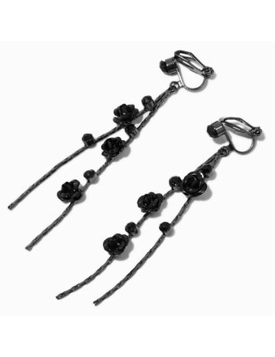 Pendantes à clip 5 cm fleurs de vigne avec roses noires