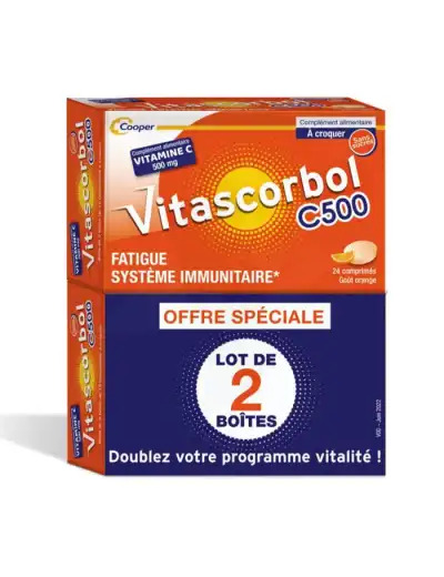 Vitascorbol C 500 Comprimés à Croquer 2 Tubes De 24