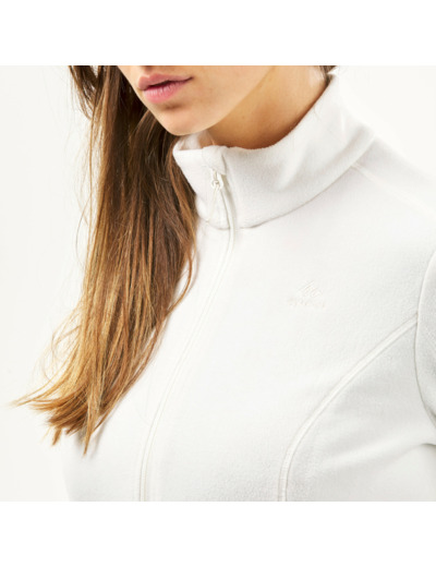 Polaire de randonnée montagne femme, MH100 full zip blanc