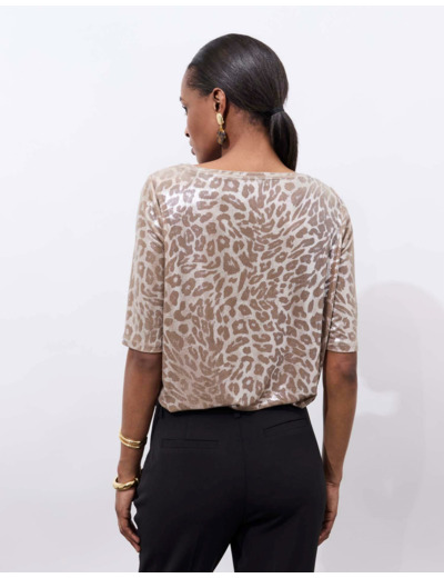 T-Shirt manches courtes imprimé BEIGE Femme