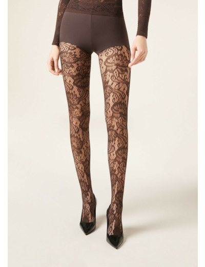 Collant en résille fleurie