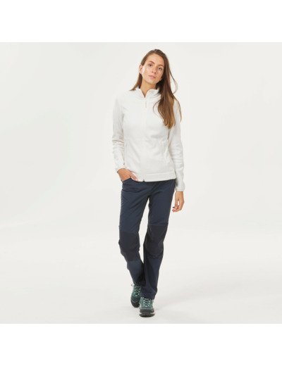 Polaire de randonnée montagne femme, MH100 full zip blanc