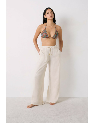 Pantalon large en lin