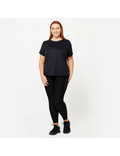 T-shirt manches courtes fitness cardio Plus Size femme Noir