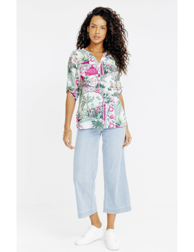 Tunique col chemise imprimé patch animal