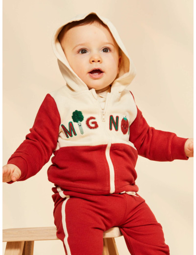 Haut de jogging rouge et vanille à capuche Mignon