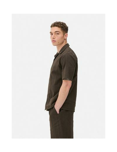 Chemise rayée en crêpe à manches courtes