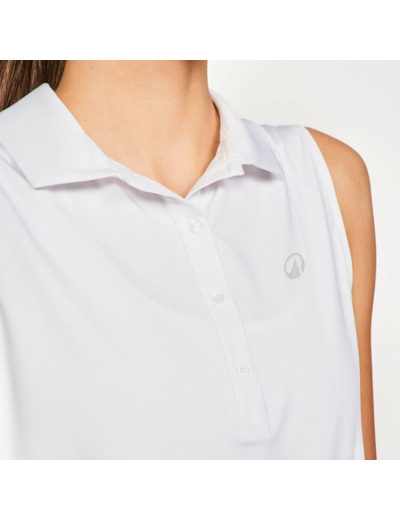 Polo de golf débardeur sans manches femme, WW500 blanc