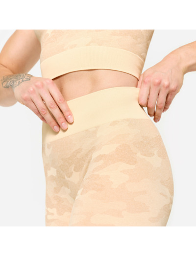 Short de fitness motif camo, beige