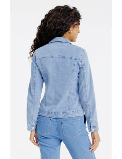 Veste denim bleach broderie all over