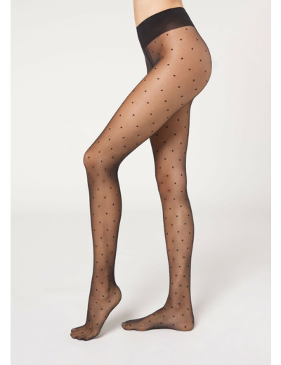 Collant Voile 20 Deniers à Motifs Pois