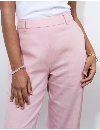 Pantalon long large uni ROSE PALE Femme