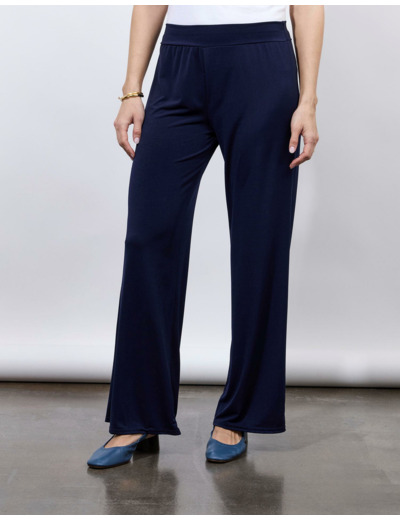 Pantalon long large uni MARINE Femme