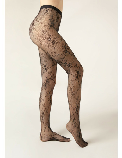 Collant en dentelle florale