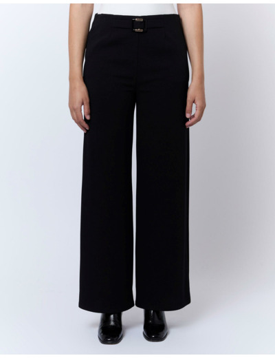 Pantalon long large uni NOIR Femme
