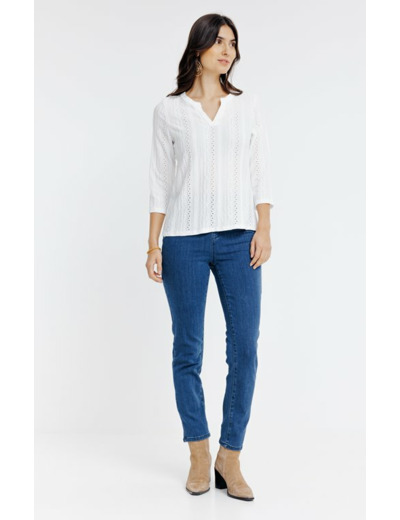 Tee-shirt brodé manches 3/4