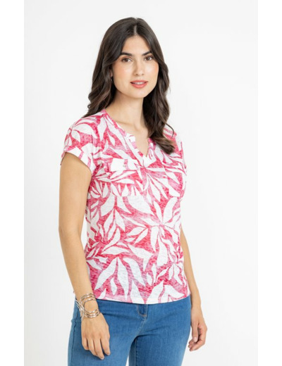 Tee-shirt imprimé col mao