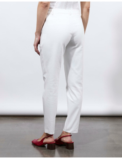 Pantalon 7/8 cigarette uni BLANC Femme