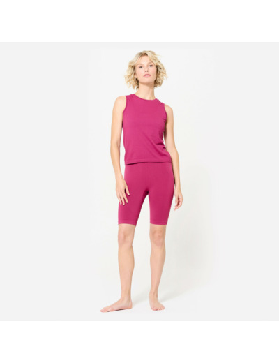 Short / cycliste yoga sans couture motif gingko marron
