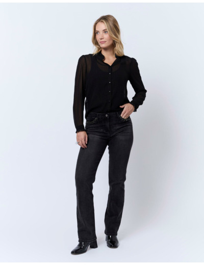 Chemisier manches longues uni NOIR Femme