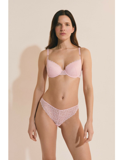 Soutien-gorge classique avec motifs coeurs,Soutien-gorge classique avec motifs coeurs;${refinementColor}