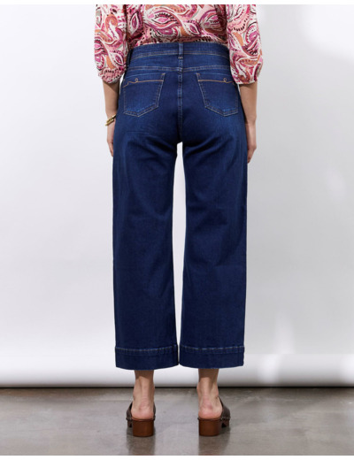 Jean pantacourt large MARINE Femme