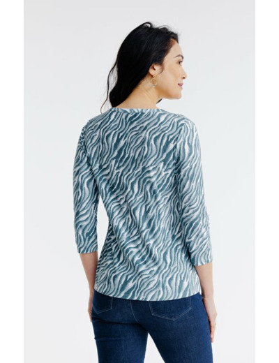 Tee-shirt col mao imprimé zèbre