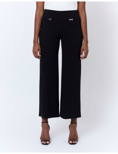 Pantalon 7/8 large uni NOIR Femme