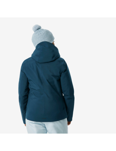 Veste de ski chaude et imperméable femme, 500 bleu pétrol