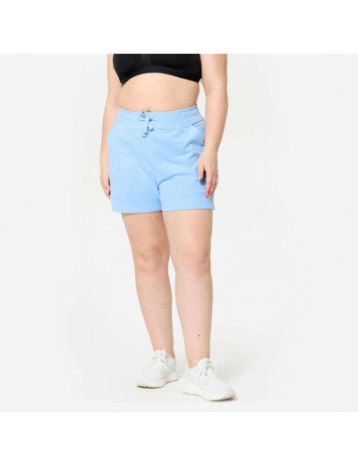 Short de fitness avec poche femme, bleu flocon