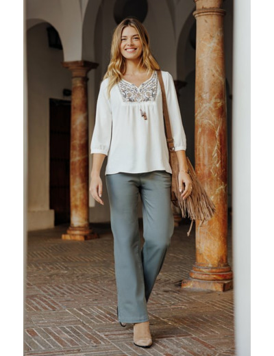 Pantalon large détail pont