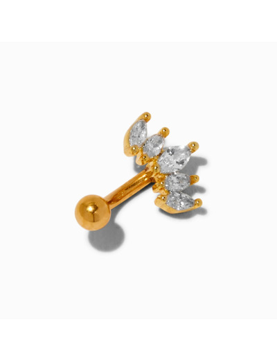 Boucle d’oreille rook 1,0 mm couronne en zircon cubique en titane couleur dorée