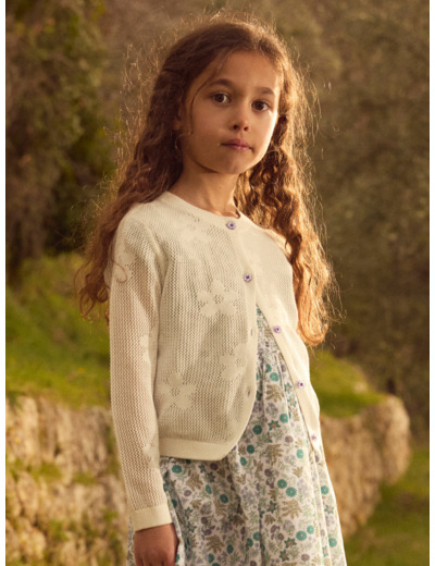 Gilet écru fleur