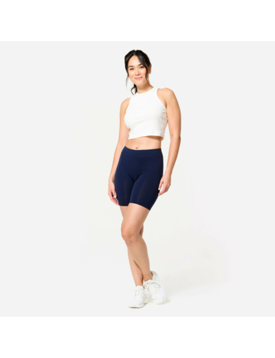 Short cycliste de fitness femme, bleu acier
