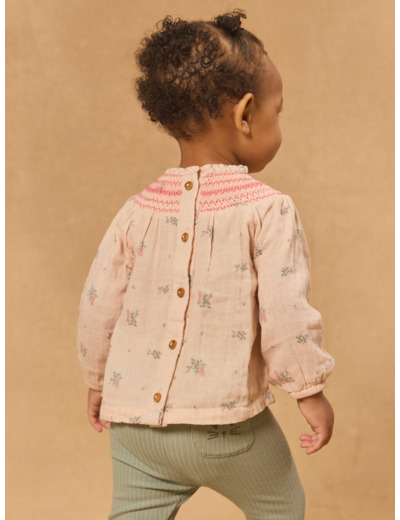 Chemisier à smock imprimé fleuri