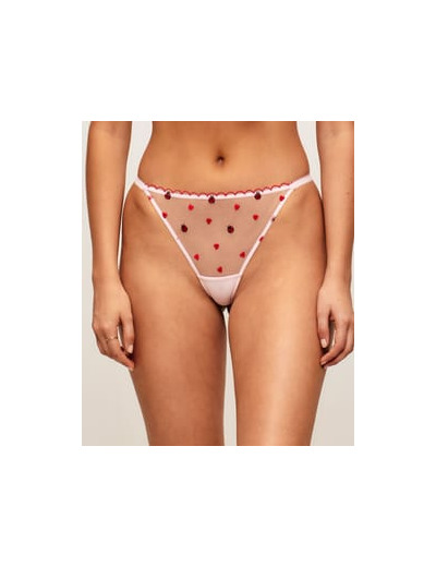 String en mesh avec coccinelles et cœurs brodés