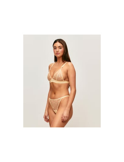 Soutien-gorge triangle en mesh avec citrons brodés