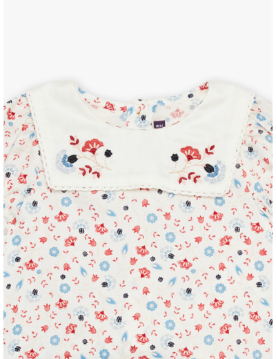 Blouse écru fleuri