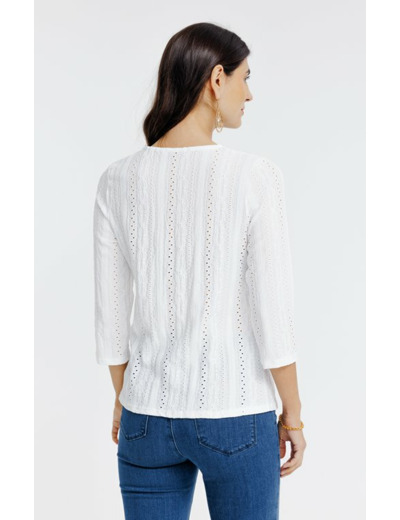 Tee-shirt brodé manches 3/4