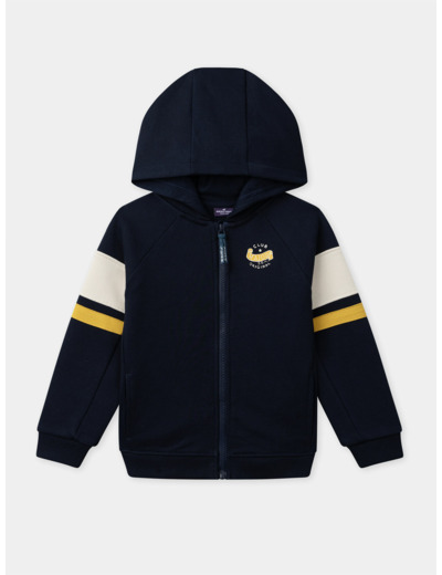 Sweat à capuche zippé bleu foncé à manches longues Garçon