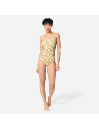 Maillot de bain 1 pièce natation Femme - Lila PSYCHODAM vert olive