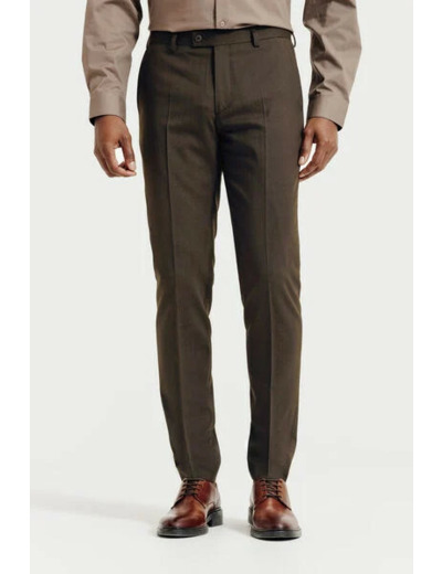 Pantalon de costume slim bi-stretch - Marron