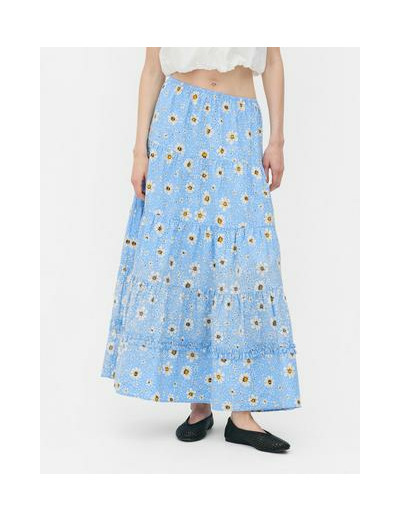 Jupe longue à superpositions et motif floral