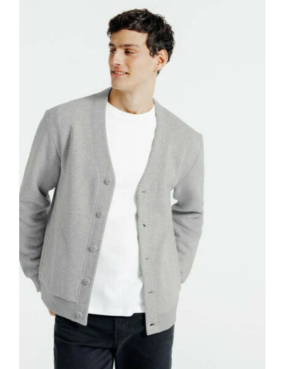 Sweat cardigan à boutons - Gris moyen