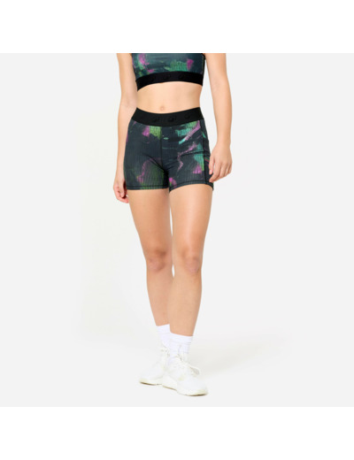 Short de fitness training avec ceinture élastiquée, motifs colorés