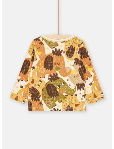 T-shirt beige et marron à imprimé animalier