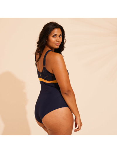 Maillot De Bain 1 Pièce Femme Mia Dif Bleu Foncé. Bonnet D/E