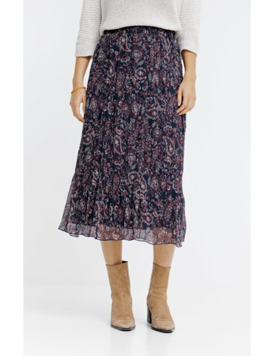 Jupe longue froissée imprimée et doublée