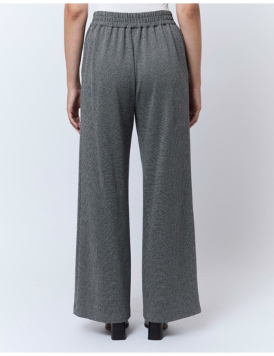 Pantalon long large pied de puce GRIS Femme