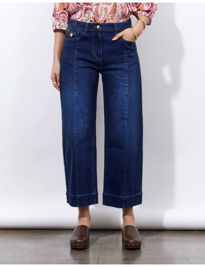 Jean pantacourt large MARINE Femme